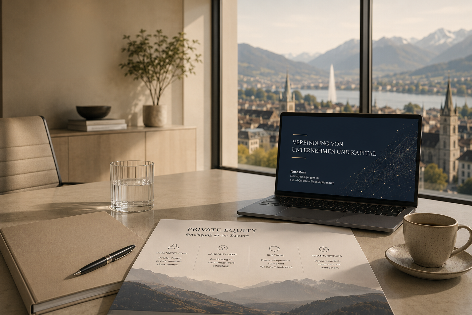 Arbeitsplatz mit Blick über Zürich